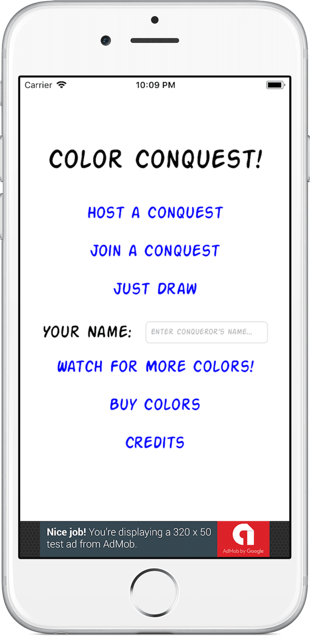 Color Conquest running on an iPhone